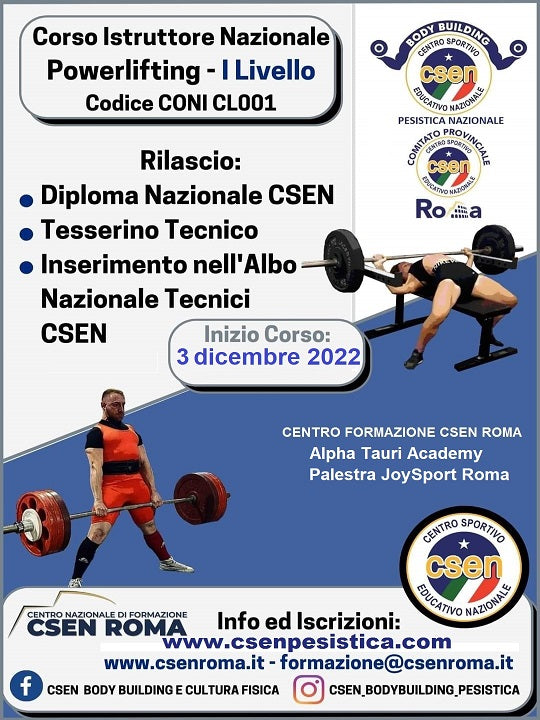 Corso Istruttore Nazionale Powerlifting